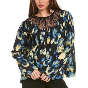 Jason Wu Collection Womens  Pleated Silk Blouse, Black